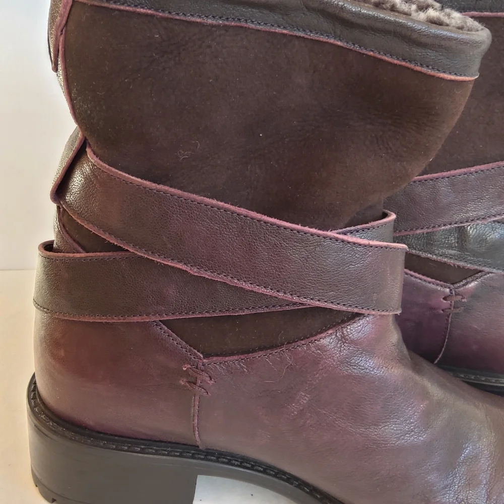 Ross & snow Emilina weatherproof shearling winter moto boots Lug Sole